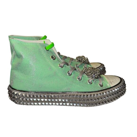 Free People Nan-Ku Couture Cruise Studded High Top Sneaker 40/ 9.5 Spring Mint - Picture 8 of 14